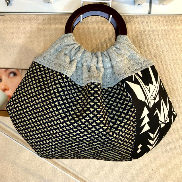 ハンドメイド 着物リメイク グラニーバッグ バルーンバッグ リング