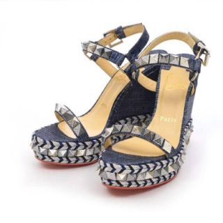 Christian Louboutin - クリスチャンルブタン デニム ウエッジサンダル