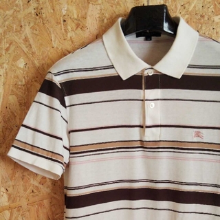 バーバリー(BURBERRY)の「バーバリーロンドン」ゴルフシャツ マルチボーダーワンポイント刺繍ロゴポロシャツ(ポロシャツ)
