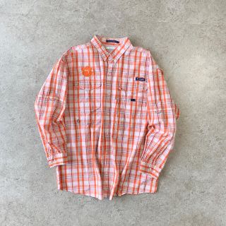 コロンビア(Columbia)のColumbia フィッシングシャツ PFG チェック 長袖 オレンジ系(シャツ)