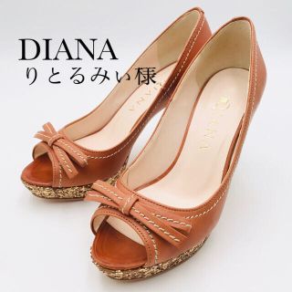 ダイアナ(DIANA)のDIANA ダイアナ パンプス ブラウン リボン ハイヒール 22cm 美品(ハイヒール/パンプス)