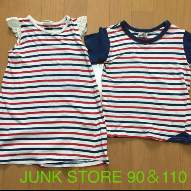 JUNK STORE(ジャンクストアー)の兄妹コーデに♡ JUNK STORE ワンピース 90& Tシャツ 110 キッズ/ベビー/マタニティのキッズ服女の子用(90cm~)(ワンピース)の商品写真