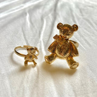 フラワー(flower)の୨୧ Vintage rétro Gold Teddy Bear ring(リング(指輪))