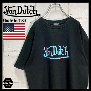 アートヴィンテージ(ART VINTAGE)の【美品】USA製 Von Dutch/ボンダッチ 半袖 Tシャツ 希少 黒 L(Tシャツ/カットソー(半袖/袖なし))