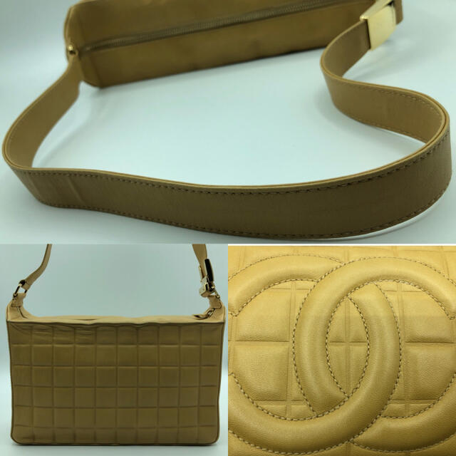 CHANEL シャネル チョコバー 2way ショルダー ステッチ ゴールド金具