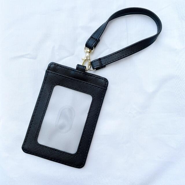 パスケース 社員証入れ メンズ ブラック シンプル ICカード かわいい スリム レディースのファッション小物(名刺入れ/定期入れ)の商品写真