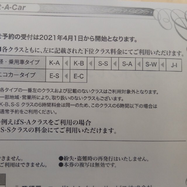 ニッポンレンタカー クーポン チケットの優待券/割引券(その他)の商品写真