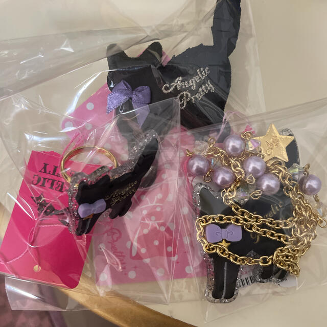 Angelic Pretty(アンジェリックプリティー)のangelic pretty 黒猫　ネックレス　リング　クリップ レディースのアクセサリー(ネックレス)の商品写真