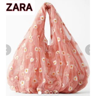 ザラ(ZARA)のZARA チュール素材　花柄刺繍ハンドバッグ(ハンドバッグ)