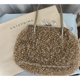 【美品】ANTEPRIMA ワイヤーハンドバッグ 花形チャーム付き ゴールド