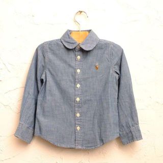 ポロラルフローレン(POLO RALPH LAUREN)の新品ポロラルフローレン100cm 3T 丸襟 半袖ガールズ シャンブレーシャツ(ブラウス)