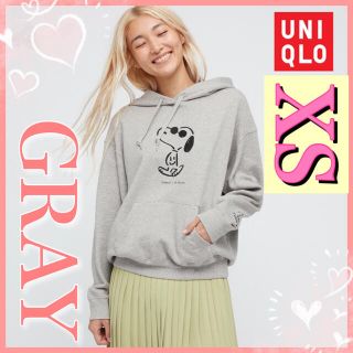 ユニクロ(UNIQLO)の新品 タグ付き ピーナッツ 長場雄 スウェットプルパーカ GRAY XS (パーカー)