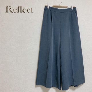 リフレクト(ReFLEcT)の【中古美品】Reflect麻調ワイドパンツ＊グレイッシュブルー　サイズ9 春夏(カジュアルパンツ)