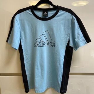 アディダス(adidas)の美品☆アディダス黒×水色Tシャツ160(Tシャツ/カットソー)