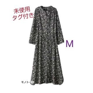 ベルーナ(Belluna)の未使用タグ付　接触冷感　2way 七分袖　花柄ワンピース　ひざ丈　春夏　M　(ひざ丈ワンピース)