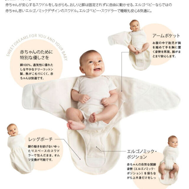 Ergobaby(エルゴベビー)のスワドラー おくるみ【エルゴベビー】箱付き S-Mサイズ キッズ/ベビー/マタニティのこども用ファッション小物(おくるみ/ブランケット)の商品写真