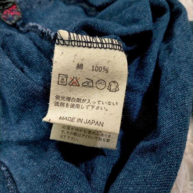 アールビーエム　インディゴブルー　コットンロンT　古着　男女兼用　a606 メンズのトップス(Tシャツ/カットソー(七分/長袖))の商品写真