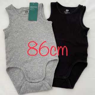 エイチアンドエム(H&M)のノースリーブロンパース　86cm 肌着　オーガニックコットン(ロンパース)