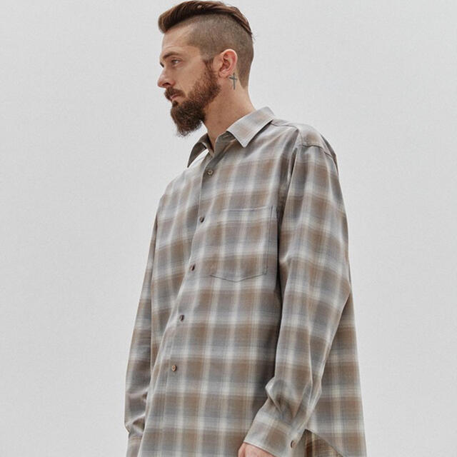 LIDNM VIRGIN WOOL CHECK SHIRT Mサイズ