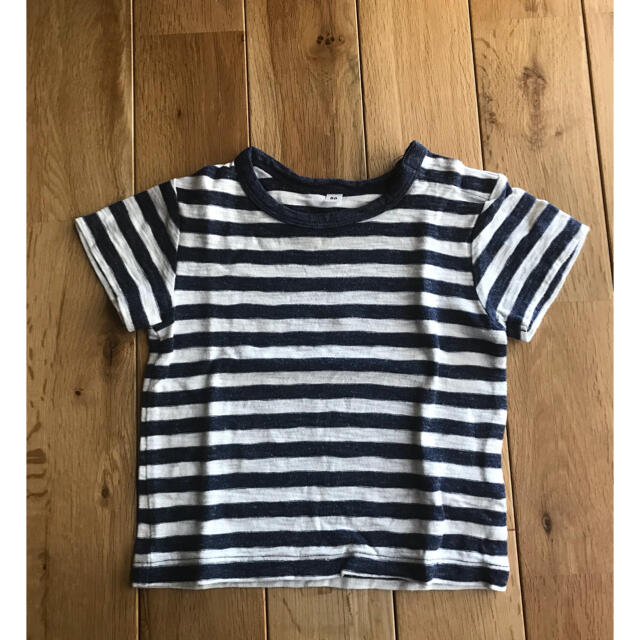 MUJI (無印良品)(ムジルシリョウヒン)の無印良品 スラブボーダー 半袖Tシャツ 80センチ オーガニックコットン キッズ/ベビー/マタニティのベビー服(~85cm)(Ｔシャツ)の商品写真