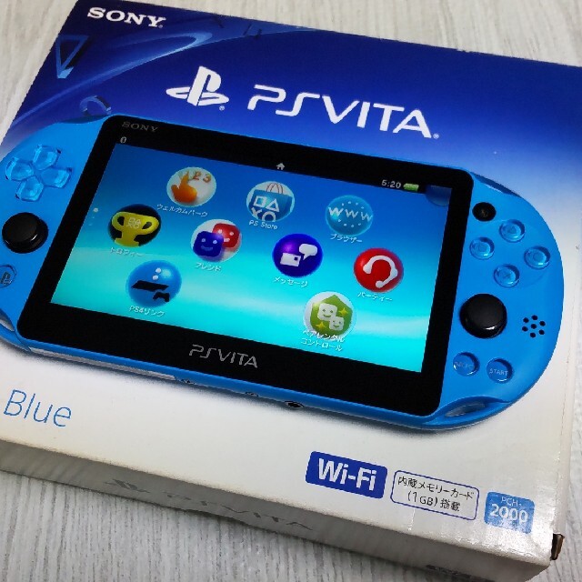 PlayStation Vita(プレイステーションヴィータ)のPlayStation ps Vita アクアブルー エンタメ/ホビーのゲームソフト/ゲーム機本体(携帯用ゲーム機本体)の商品写真