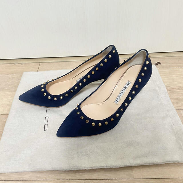 美品】ペリーコ スタッズ パンプス ネイビー 36 23cm PELLICO
