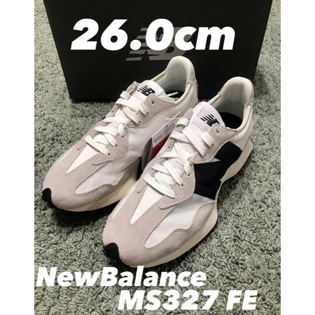 New Balance(ニューバランス)の【新品】MS327 白 ホワイト ×ブラック 26.0cm メンズの靴/シューズ(スニーカー)の商品写真