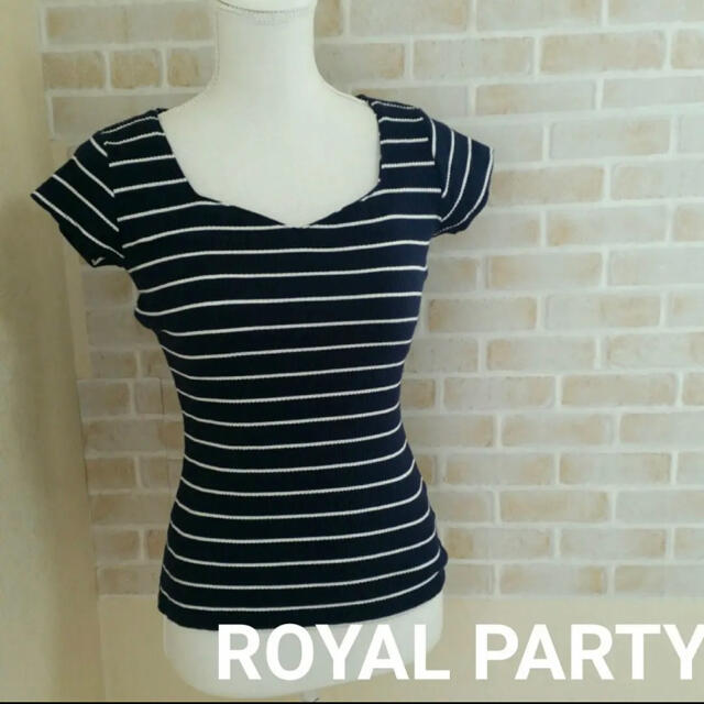 ROYAL PARTY(ロイヤルパーティー)の【美品】ロイヤルパーティー　ボーダートップス　半袖カットソー レディースのトップス(カットソー(半袖/袖なし))の商品写真