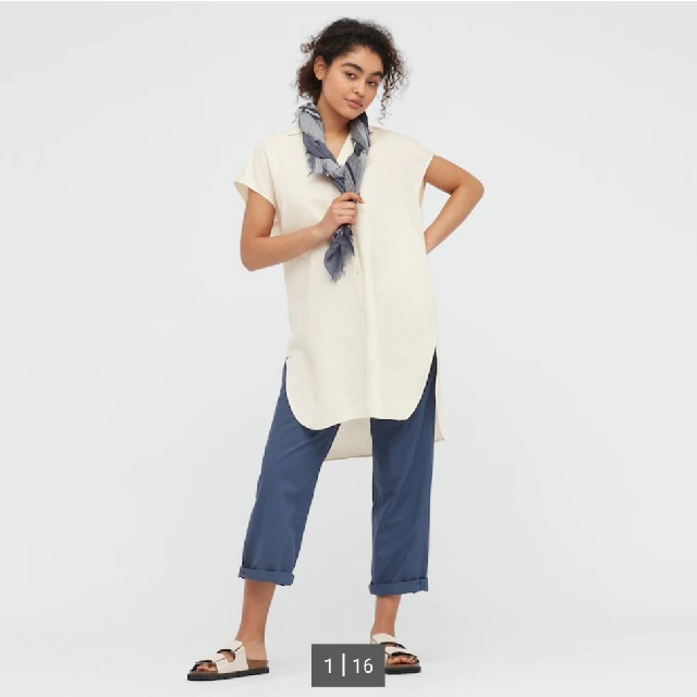 UNIQLO(ユニクロ)のユニクロ リネンブレンドロングシャツ レディースのトップス(シャツ/ブラウス(半袖/袖なし))の商品写真