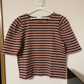 ジーユー(GU)のＧＵ　ボーダーＴシャツ　ピンク系(Tシャツ(半袖/袖なし))