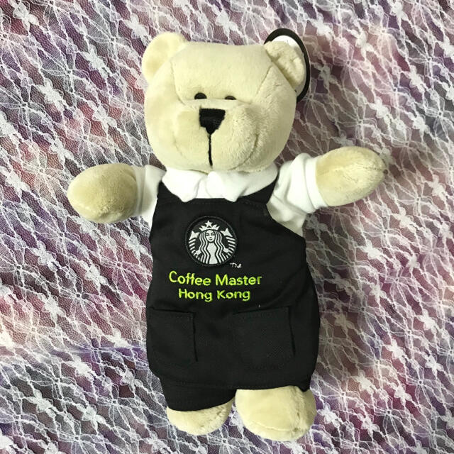 Starbucks Coffee(スターバックスコーヒー)の新品！スタバ　ベアリスタ　香港限定　黒エプロン コーヒーマスター エンタメ/ホビーのおもちゃ/ぬいぐるみ(ぬいぐるみ)の商品写真