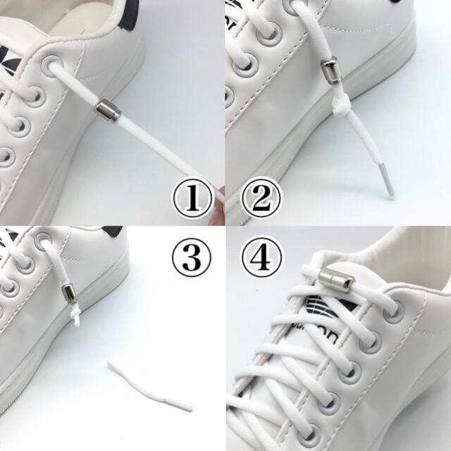 ゴールド×黒紐　結ばない靴紐！伸びる靴紐　品質保証　配送保証 メンズの靴/シューズ(スニーカー)の商品写真
