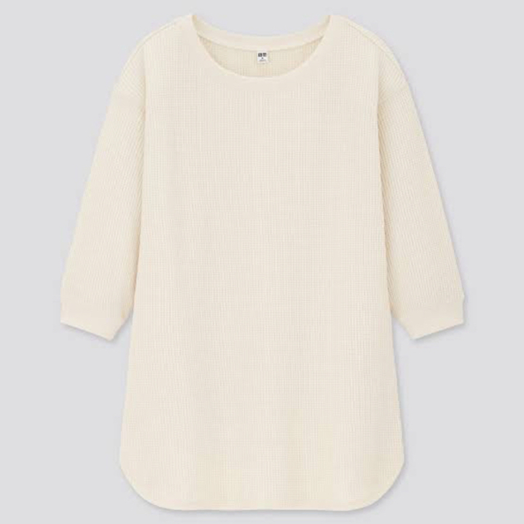 UNIQLO(ユニクロ)の★UNIQLO★ワッフル　クルーネックT（7分袖）2色セット　タグ付き　新品 レディースのトップス(Tシャツ(長袖/七分))の商品写真