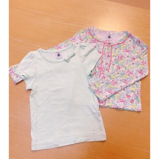 プチバトー(PETIT BATEAU)のプチバトー　花柄カーディガン&半袖カットソーセット 3ans/95cm(カーディガン)