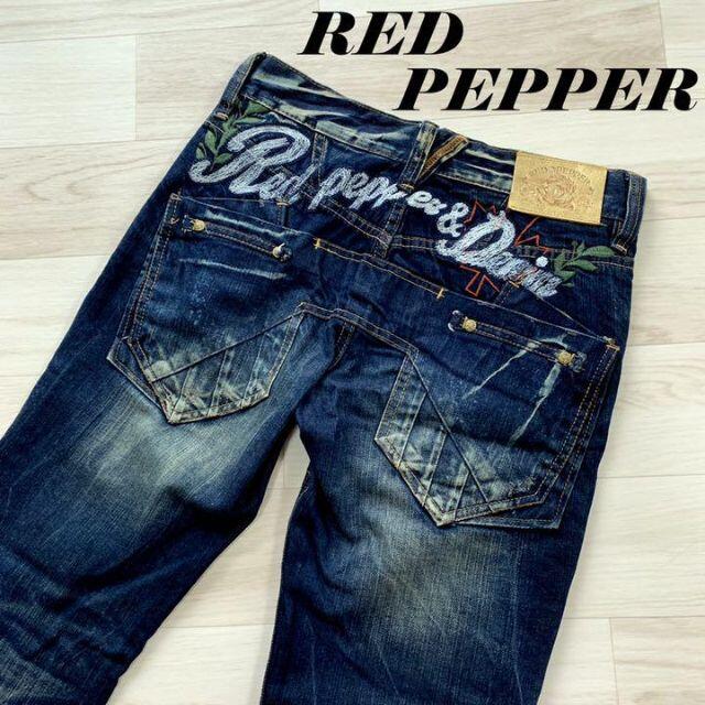 RED PEPPER レッドペッパー ストレート 刺繍 サイズ28 インディゴ ... 美品 デニムパンツ ジーンズ 刺繍 派手 SUPERIOR 濃紺 【76】