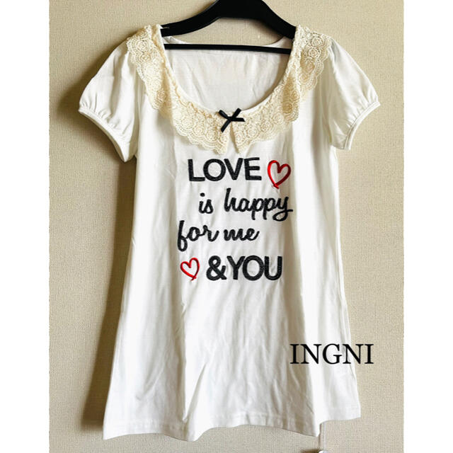 INGNI(イング)の新品★イング INGNI★レース襟★半袖Ｔシャツ★トップス レディースのトップス(Tシャツ(半袖/袖なし))の商品写真