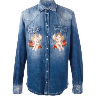 ドルチェアンドガッバーナ(DOLCE&GABBANA)のDOLCE&GABBANA エンブロイダリー エンジェルデニムシャツ 38/15(シャツ)