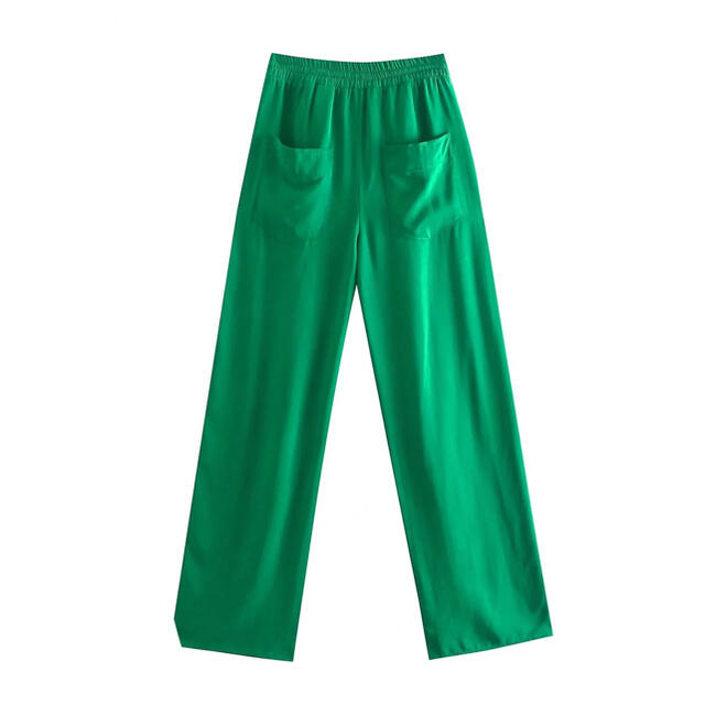 グリーン 緑 フルイドパンツ ストレッチパンツ ZARA GU moussy レディースのパンツ(カジュアルパンツ)の商品写真