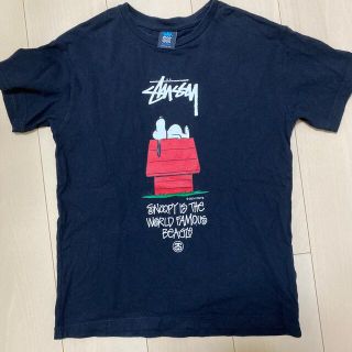 スヌーピーSTUSSYキッズ半袖TシャツS/90cm水色ピンク青アコーディオン