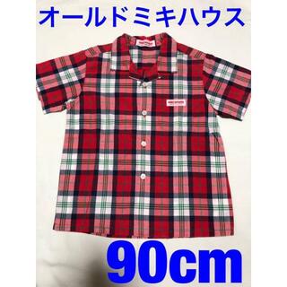 ミキハウス(mikihouse)のMIKIHOUSE オールドミキハウス チェックシャツ90cm 半袖シャツ 半袖(シャツ/カットソー)