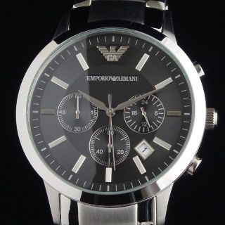 エンポリオアルマーニ(Emporio Armani)の【高級イタリアブランド】エンポリオ アルマーニ メンズ腕時計 防水 黒 新品即納(腕時計(アナログ))