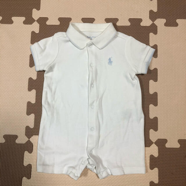 Ralph Lauren(ラルフローレン)のラルフローレン♡60♡ショートオール♡ホワイト♡前開き♡襟付き♡ロンパース♡ キッズ/ベビー/マタニティのベビー服(~85cm)(カバーオール)の商品写真