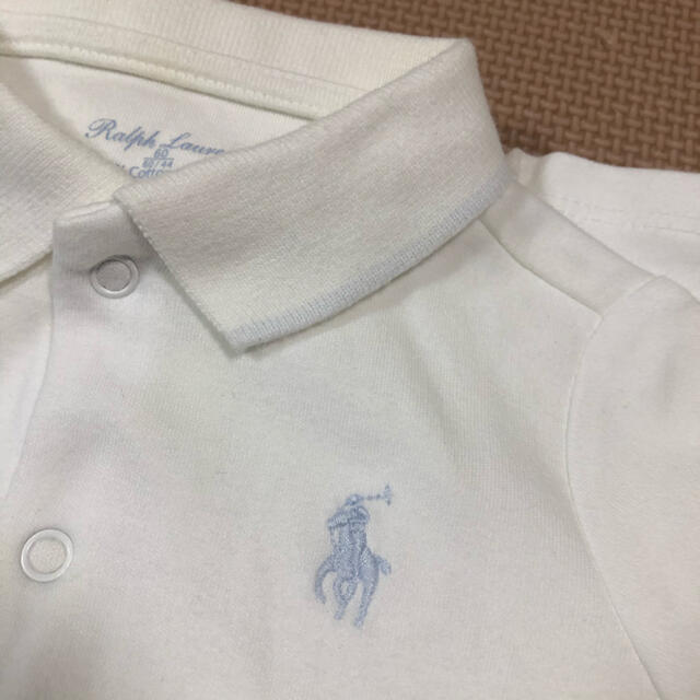 Ralph Lauren(ラルフローレン)のラルフローレン♡60♡ショートオール♡ホワイト♡前開き♡襟付き♡ロンパース♡ キッズ/ベビー/マタニティのベビー服(~85cm)(カバーオール)の商品写真