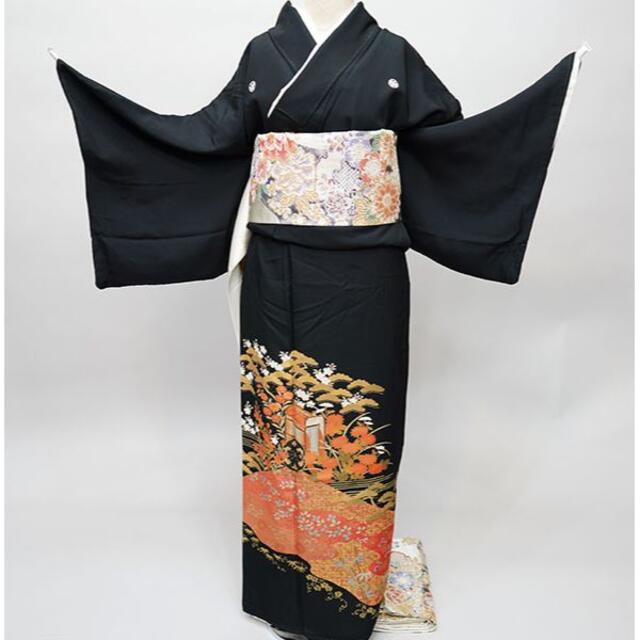 黒留袖 単品 正絹 丸に五三桐 家紋入 仕立て上がり NO34885の通販 by