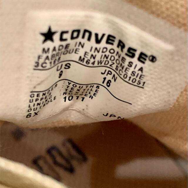 CONVERSE(コンバース)の【新品未使用】コンバース　ハイカットオールスター　16cm 生成り　男女兼用 キッズ/ベビー/マタニティのキッズ靴/シューズ(15cm~)(スニーカー)の商品写真