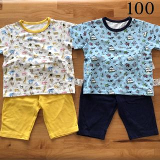 ユニクロ(UNIQLO)の＊やえも様＊【100】2着 ユニクロ ボタン付き パジャマ＊アニマル柄 マリン柄(パジャマ)