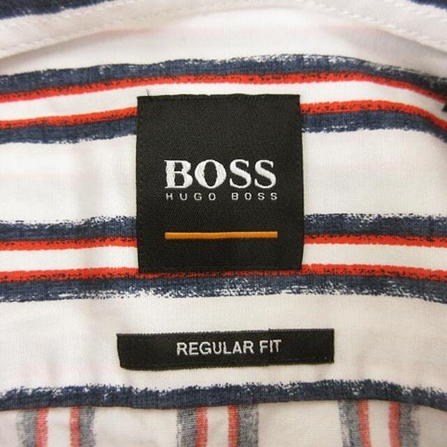 HUGO BOSS(ヒューゴボス)のHUGO BOSS シャツ 長袖 ストライプ 比翼ボタンダウン S 白 ホワイト メンズのトップス(シャツ)の商品写真