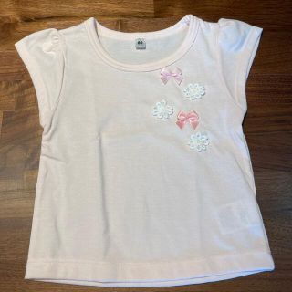 ニシマツヤ(西松屋)のベビー服 半袖 トップス ピンク お花 80(Ｔシャツ)