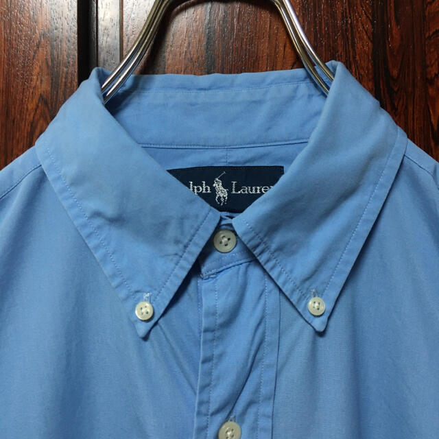 ラルフローレン 刺繍ロゴ BDシャツ 水色 M ビッグシルエット 3
