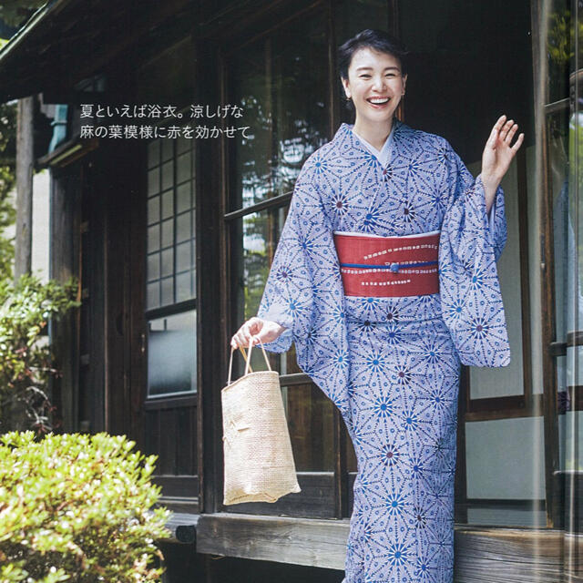竺仙 浴衣 反物 青×白(麻の葉) 綿紅梅 紅梅小紋 marisol 新品